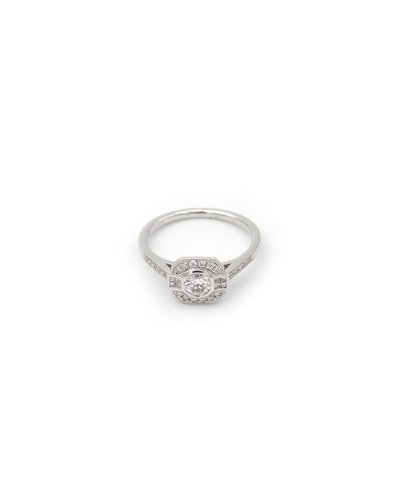 Anello con diamante in stile Art Déco da 0,25 carati in oro bianco 18 carati, anello di fidanzamento, matrimonio, diamanti