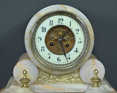 Marble and bronze mantel set, "A L'Espérance" by H.Godchot - Late 19th century