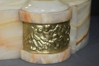 Marble and bronze mantel set, "A L'Espérance" by H.Godchot - Late 19th century