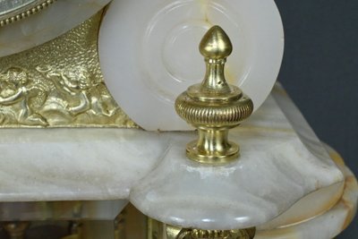 Marble and bronze mantel set, "A L'Espérance" by H.Godchot - Late 19th century