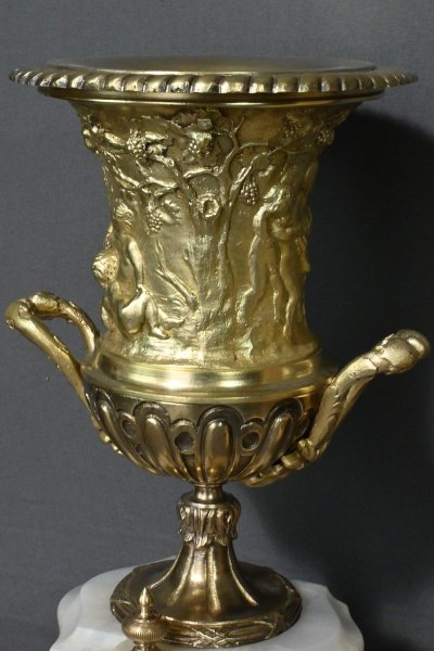 Marble and bronze mantel set, "A L'Espérance" by H.Godchot - Late 19th century