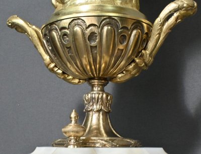 Marble and bronze mantel set, "A L'Espérance" by H.Godchot - Late 19th century