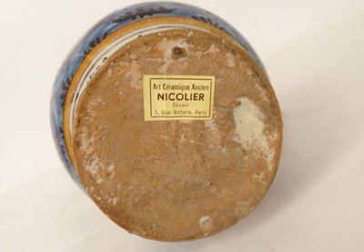 Pichet Trompeur Pot Surprise Faïence Nevers Train Bateaux Gabares 19th century