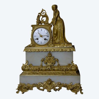 Uhr aus vergoldeter Bronze und Marmor, XIX.