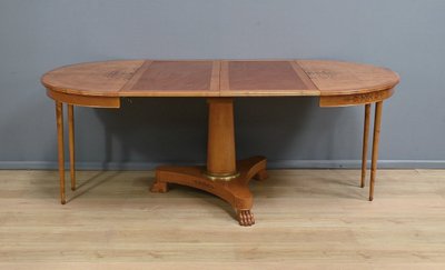 Round Table with Extensions in Bird's Eye Maple, Charles X style - 1940