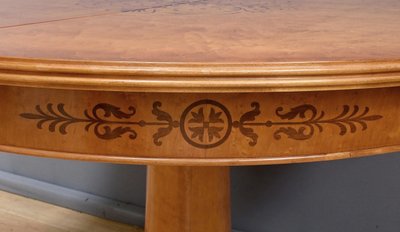 Round Table with Extensions in Bird's Eye Maple, Charles X style - 1940