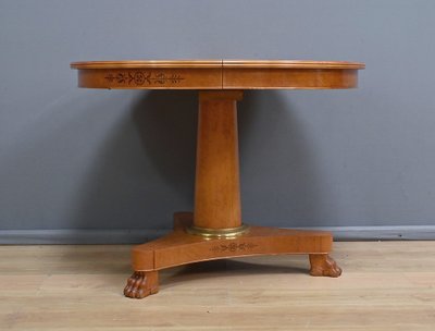 Round Table with Extensions in Bird's Eye Maple, Charles X style - 1940