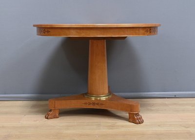 Round Table with Extensions in Bird's Eye Maple, Charles X style - 1940