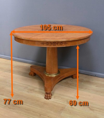 Round Table with Extensions in Bird's Eye Maple, Charles X style - 1940