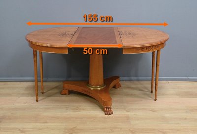 Round Table with Extensions in Bird's Eye Maple, Charles X style - 1940