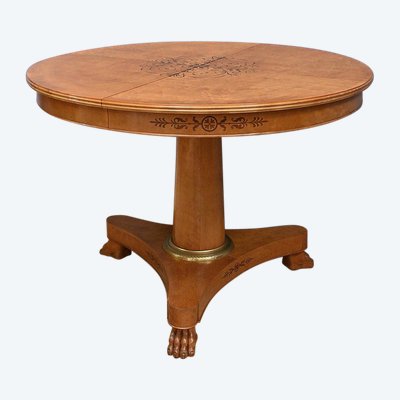 Round Table with Extensions in Bird's Eye Maple, Charles X style - 1940