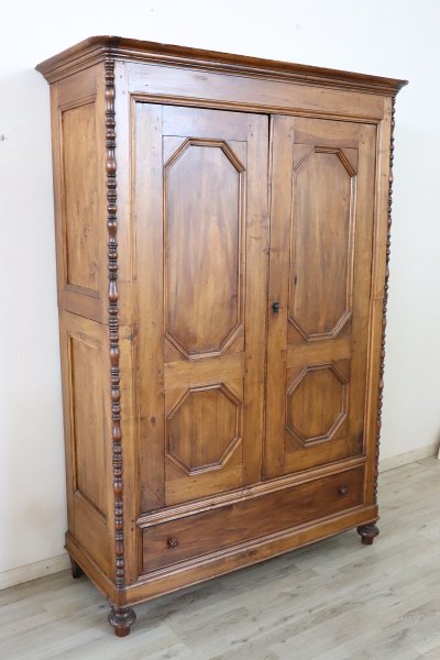 Antique Poplar Wood Wardrobe