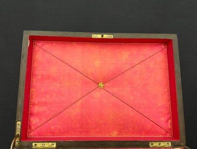 Napoleon III box in blackened wood with Boulle marquetry