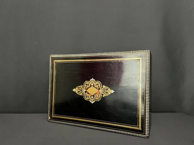 Napoleon III box in blackened wood with Boulle marquetry
