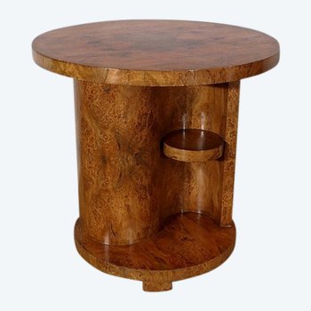  Pedestal table in burl cedar, Art Deco Modernism - Early XXth century