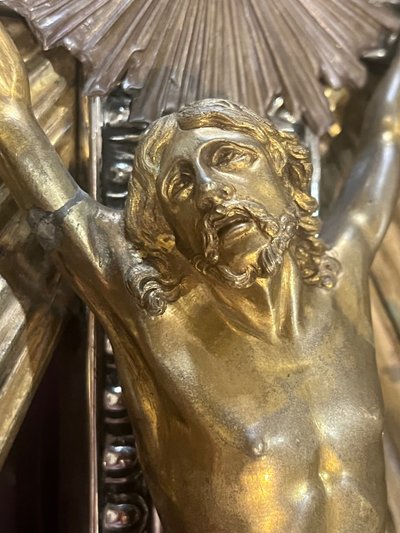 Mural Crucifix - Bronze Silver / Gold - France - XIX th C