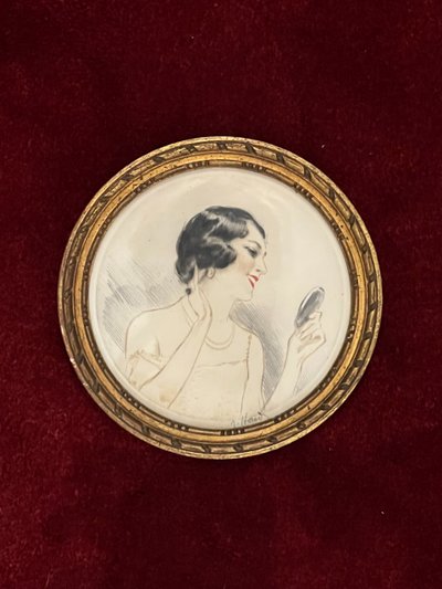 Harlequin and La Belle Au Miroir, Etching