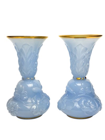 Baccarat - Pair Of Opaline Vases