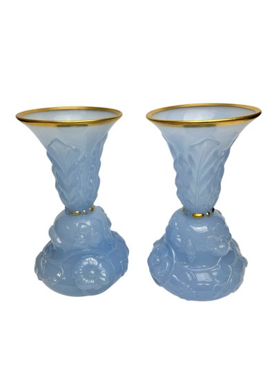 Baccarat - Pair Of Opaline Vases