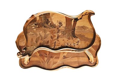 Tavolo da tè Emile Gallé Art Nouveau "Paysage Lacustre Aux Iris