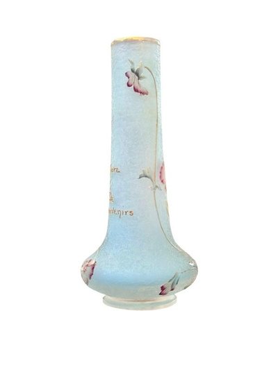 Vaso Daum Nancy Parlant Art Nouveau "Aux Pensées