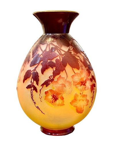 Vaso Art Nouveau "Cobées Rouges" di Emile Gallé