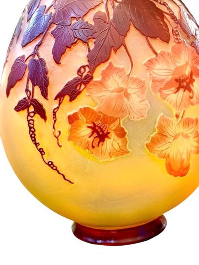 Vaso Art Nouveau "Cobées Rouges" di Emile Gallé