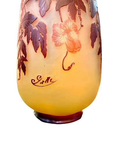 Vaso Art Nouveau "Cobées Rouges" di Emile Gallé