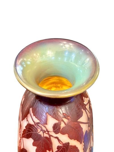 Vaso Art Nouveau "Cobées Rouges" di Emile Gallé