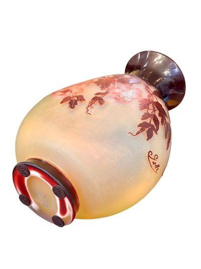 Vaso Art Nouveau "Cobées Rouges" di Emile Gallé