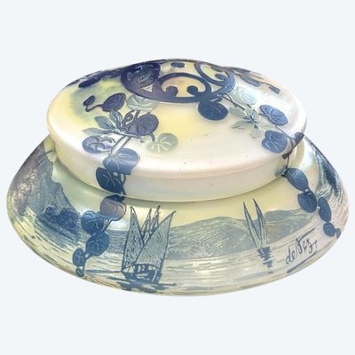 Devez Bonbonnière Art Nouveau "Paysage Marin Aux Bateaux