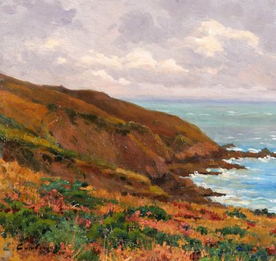 Emile CAMBIAGGIO 1857-1930 Bretagna, Binic, paesaggio, pittura, 1909, impressionismo Paimpol