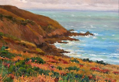 Emile CAMBIAGGIO 1857-1930 Bretagna, Binic, paesaggio, pittura, 1909, impressionismo Paimpol