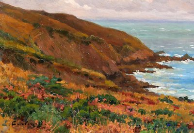 Emile CAMBIAGGIO 1857-1930 Bretagna, Binic, paesaggio, pittura, 1909, impressionismo Paimpol