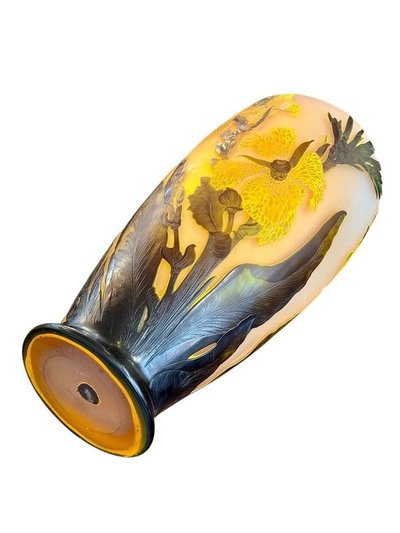 Emile Gallé Important Vase Art Nouveau "Aux Cannas"