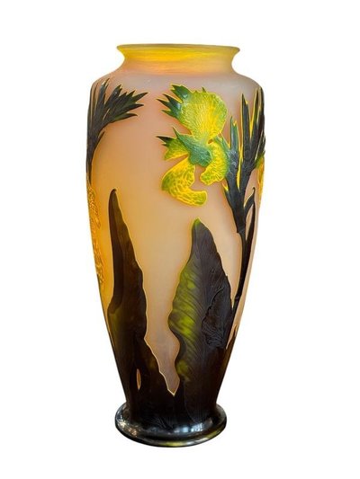 Emile Gallé Important Vase Art Nouveau "Aux Cannas"