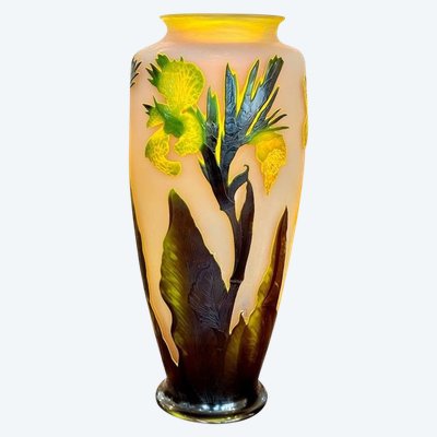 Emile Gallé Important Vase Art Nouveau "Aux Cannas"