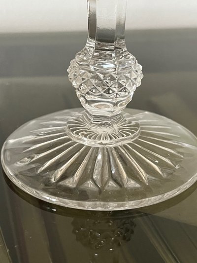 Two 19th century molded crystal glasses with diamond points