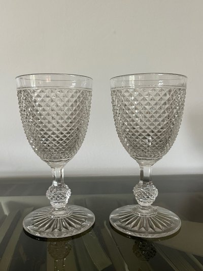 Two 19th century molded crystal glasses with diamond points