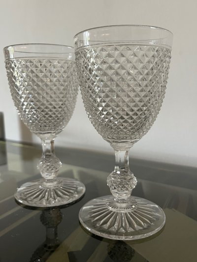 Two 19th century molded crystal glasses with diamond points