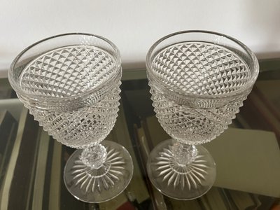 Two 19th century molded crystal glasses with diamond points