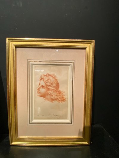 Drawing, red chalk signed N Dorigny