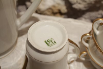 Limoges Porcelain Tea or Coffee Service, Lj Et Cie, Circa 1950