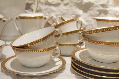 Limoges Porcelain Tea or Coffee Service, Lj Et Cie, Circa 1950