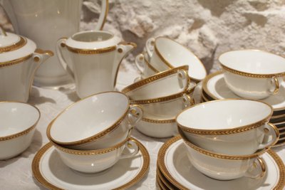Limoges Porcelain Tea or Coffee Service, Lj Et Cie, Circa 1950