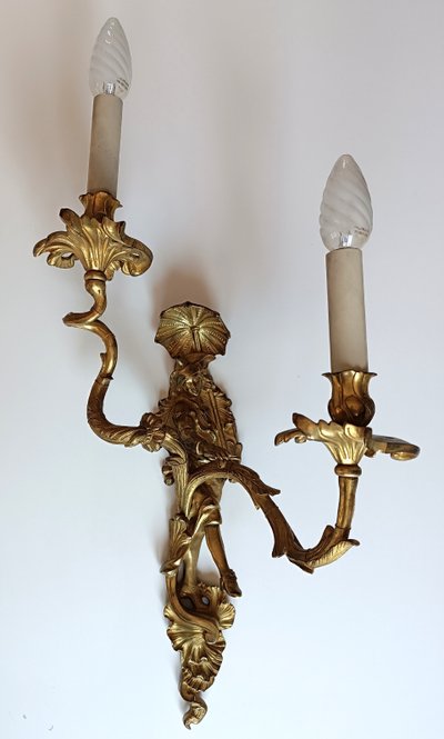 Pair of Regency style gilt bronze wall lights