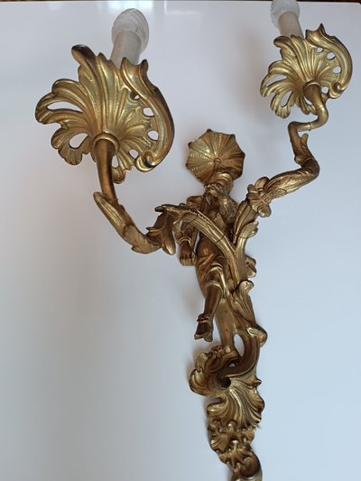 Pair of Regency style gilt bronze wall lights