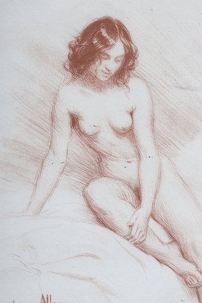 Sanguine di Ludovic ALLEAUME 1859 / 1941, Nudo, Scuola francese 