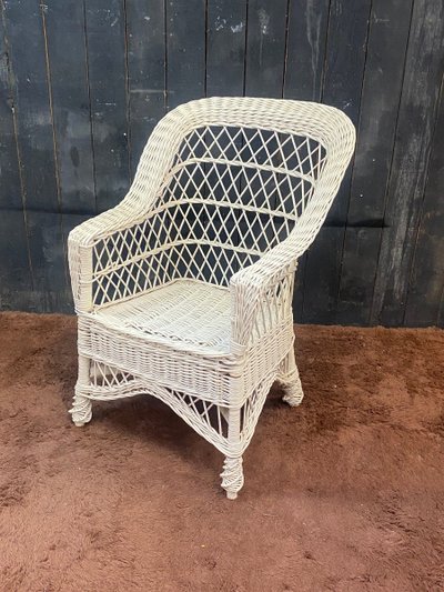  Ensemble De 10 Fauteuils De Véranda En Rotin Circa 1970/1980 Tres Bon état d'Usage 