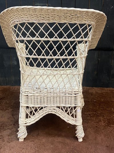  Ensemble De 10 Fauteuils De Véranda En Rotin Circa 1970/1980 Tres Bon état d'Usage 